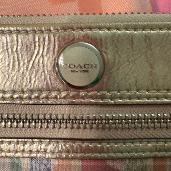 Coach Poppy Multicolor Madras Plaid Glam Shoulder Bag W/ Matching Wallet - Picture 6 of 16